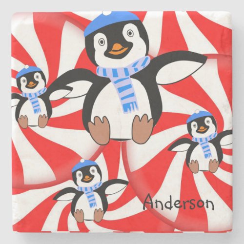 Penguin Marble Stone Coaster Christmas