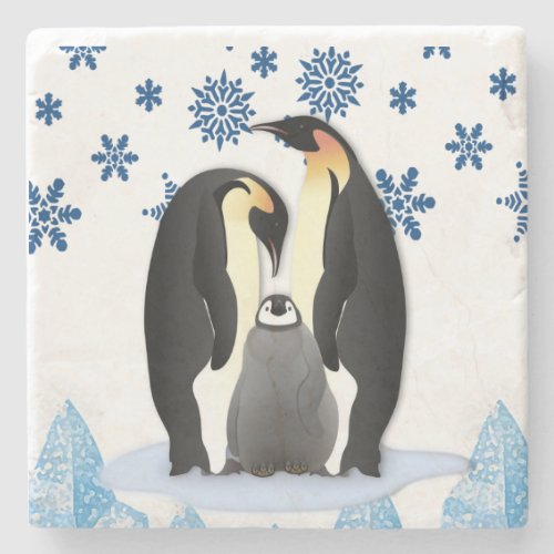 Penguin Marble Stone Coaster Christmas