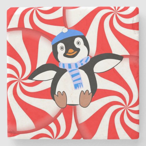 Penguin Marble Stone Coaster Christmas