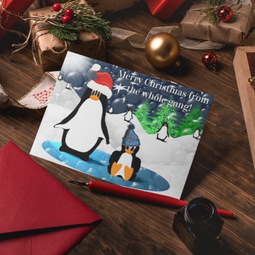 Penguin Merry Christmas From The Whole Gang Holiday Card