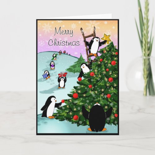 Penguin Merry Christmas Holiday Card