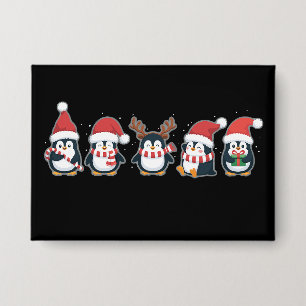 Penguin Merry Christmas North Pole Holiday Animal Button