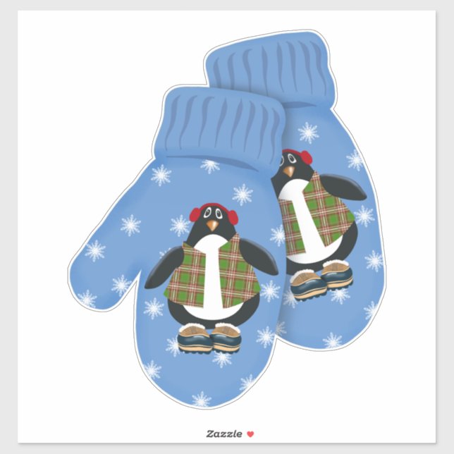 Penguin Mittens | Cute Christmas Large Sticker (Sheet)