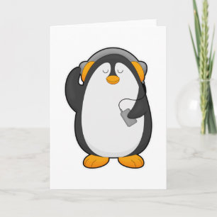Penguin & Mobile phone with Headset Card