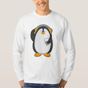 Penguin & Mobile phone with Headset T-Shirt