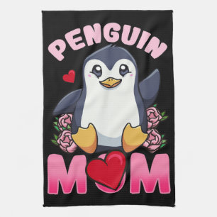 Penguin Mom Gift For Owner Penguin Mom Kitchen Towel