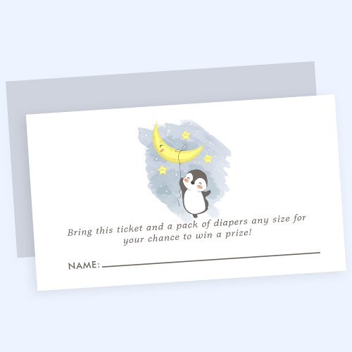 Baby Shower Diaper Raffle Cards 7 Penguin Moon Watercolor Baby Shower Diaper Raffle Enclosure Card