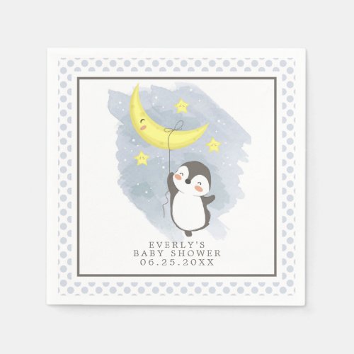 Baby Shower Tableware 9 Penguin Moon Watercolor Baby Shower Napkins
