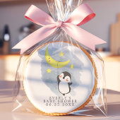 Penguin Moon Watercolor Baby Shower Sugar Cookie