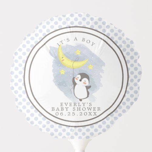 Baby Shower Balloons 7 Penguin Moon Winter Watercolor Baby Shower Balloon