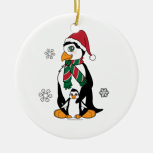 Penguin Mother and Chick Ceramic Ornament