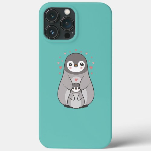 Penguin mother baby Mothers day cute cartoon Mom iPhone 13 Pro Max Case