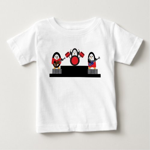 Penguin Music Cute Rock Band Baby T_Shirt