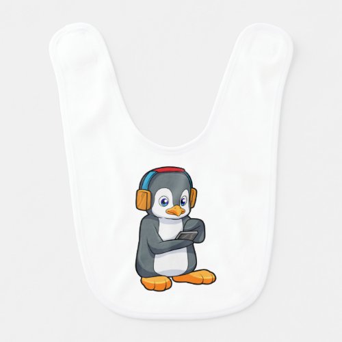 Penguin Music Headphone Baby Bib
