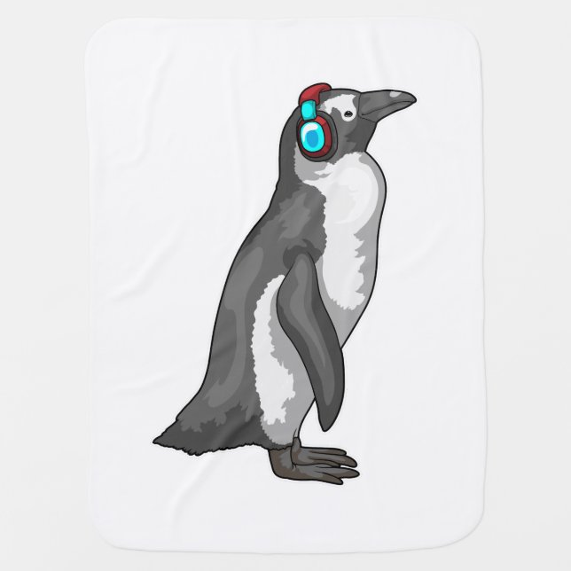 Penguin Music Headphone Baby Blanket (Front)
