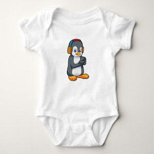 Penguin Music Headphone Baby Bodysuit