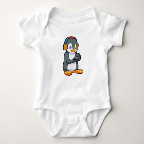 Penguin Music Headphone Baby Bodysuit