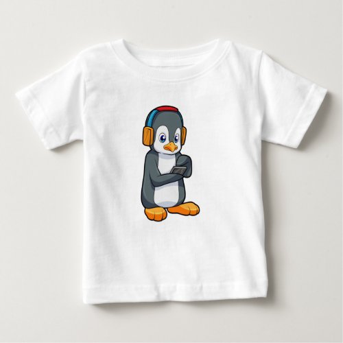 Penguin Music Headphone Baby T_Shirt