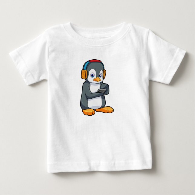 Penguin Music Headphone Baby T-Shirt (Front)