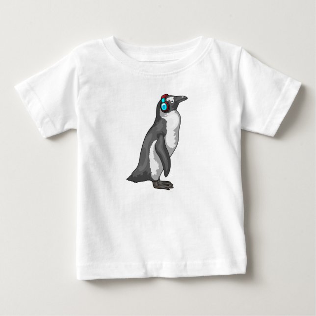 Penguin Music Headphone Baby T-Shirt (Front)