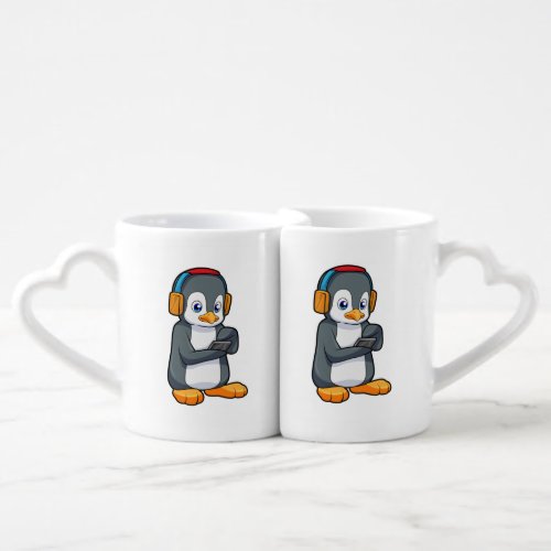 Penguin Music Headphone Coffee Mug Set