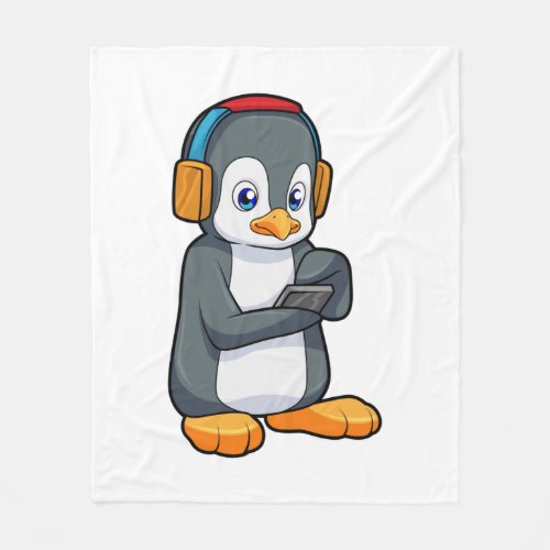 Penguin Music Headphone Fleece Blanket