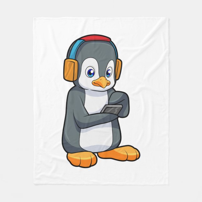Penguin Music Headphone Fleece Blanket (Front)