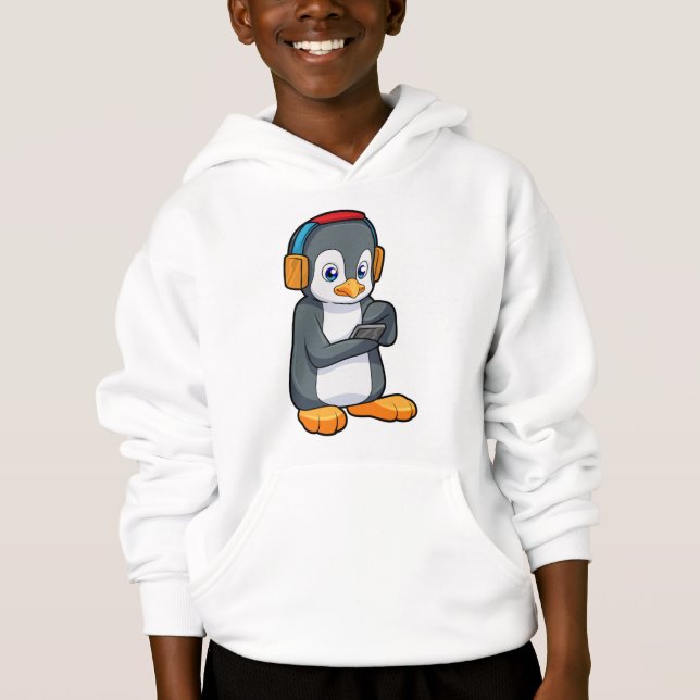Penguin Music Headphone Hoodie (Front)