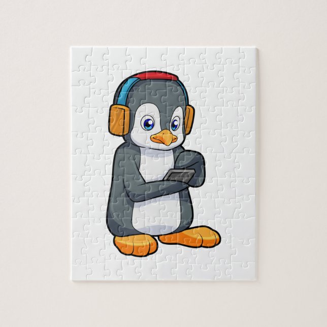 Penguin Music Headphone Jigsaw Puzzle (Vertical)