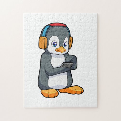 Penguin Music Headphone Jigsaw Puzzle