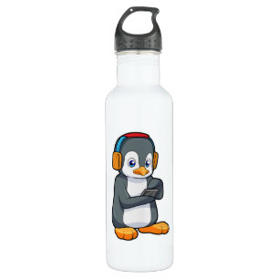 Penguin Music Headphone Stainless Steel Water Bottle