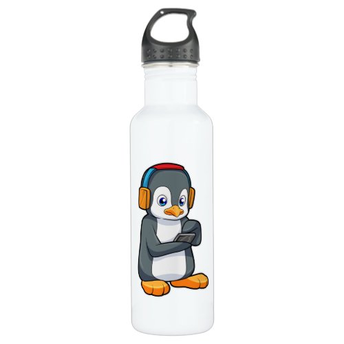 Penguin Music Headphone Stainless Steel Water Bottle