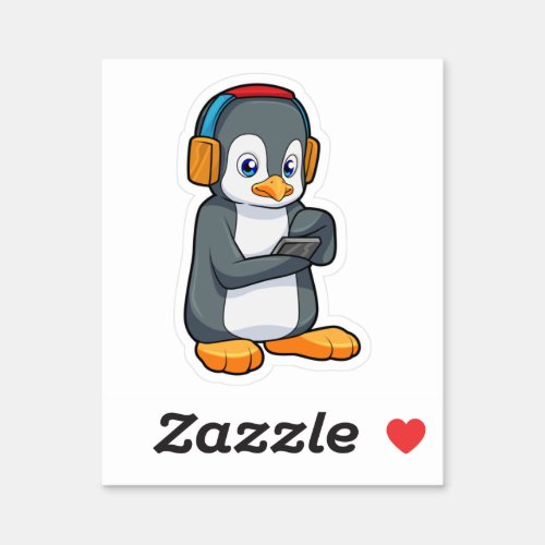 Penguin Music Headphone Sticker