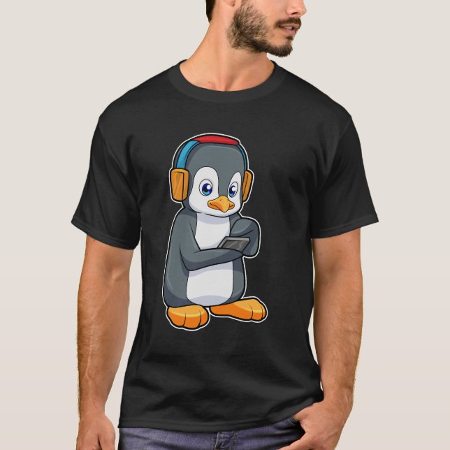 Penguin Music Headphone T-Shirt (Front)
