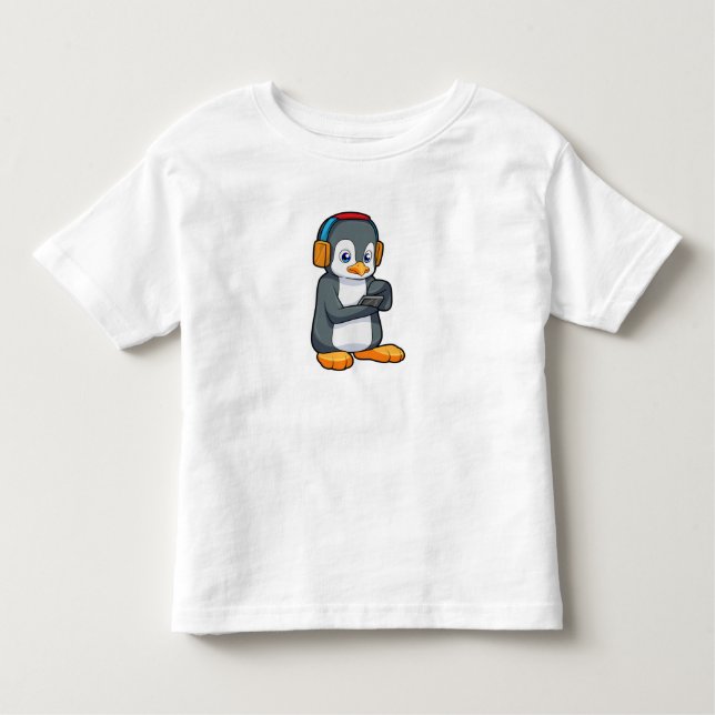 Penguin Music Headphone Toddler T-shirt (Front)