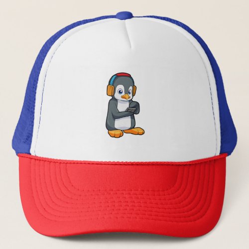 Penguin Music Headphone Trucker Hat