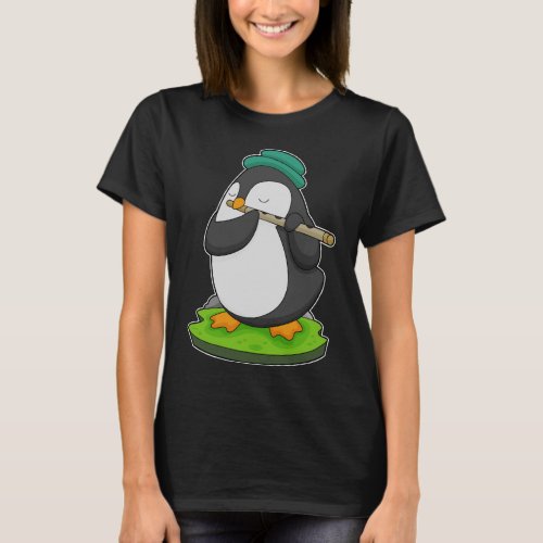 Penguin Musician Flute Music T_Shirt