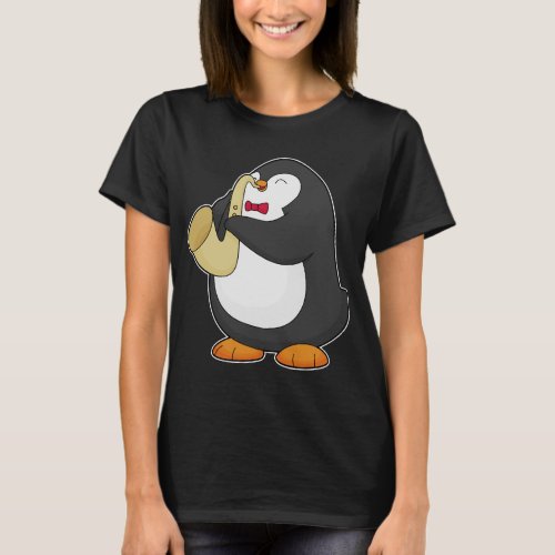 Penguin Musician Saxophone Music T_Shirt