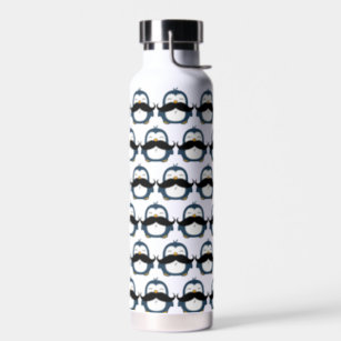 Penguin Mustache Pattern Water Bottle