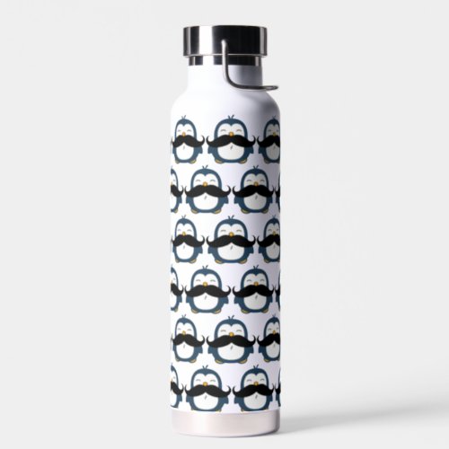 Penguin Mustache Pattern Water Bottle