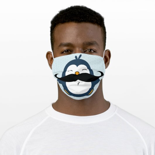 Penguin Mustache Trend Adult Cloth Face Mask (Worn)