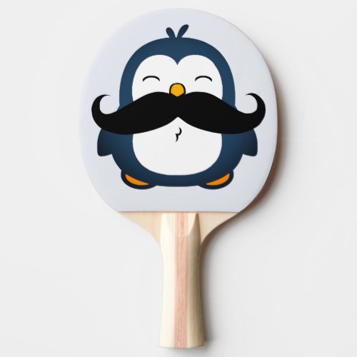 Penguin Mustache Trend Blue Ping Pong Paddle