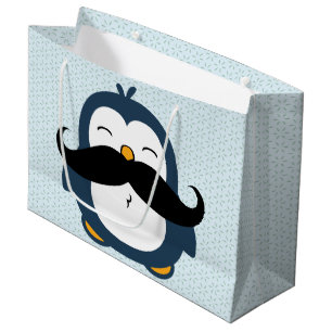 Penguin Mustache Trend Large Gift Bag