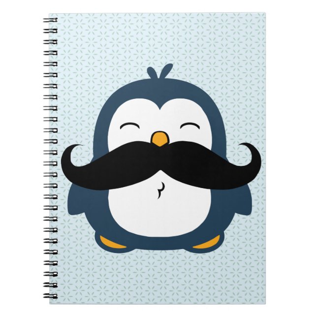 Penguin Mustache Trend Notebook (Front)
