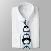 Penguin Mustache Trend Pattern Neck Tie (Tied)
