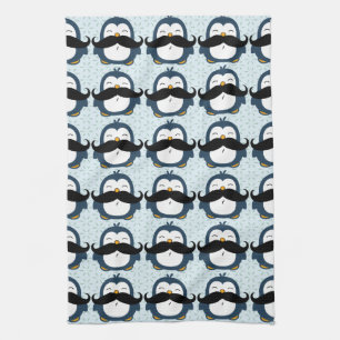 Penguin Mustache Trend Pattern Towel