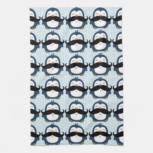 Penguin Mustache Trend Pattern Towel