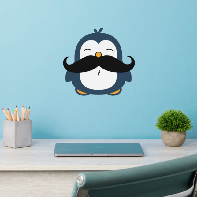 Penguin Mustache Trend Wall Decal (Home Office 2)