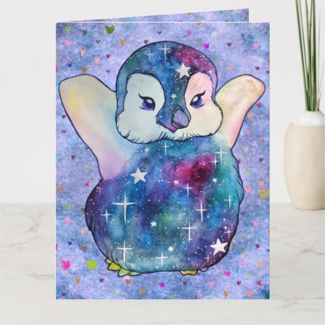 Penguin named Button Card (Front)