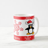 Penguin Naughty List Personalize Christmas Coffee Mug (Front Right)